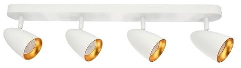 EDO Quad-Spot Deckenleuchte OVO 4 weiß gold Deckenlampe LED White Gold IP20 GU10 4-flammige, Drehbar Spotleuchte GU10, Strahler, Deckenleuchte 230V, für Wohnzimmer, Goldring EDO777242
