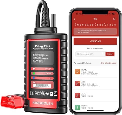 KINGBOLEN Ediag Plus Bluetooth Scanner, All System Bidirektionaler OBD2 Scanner für iOS & Android mit ECU Kodierung, CAN-FD Protokoll, Auto VIN, 15+ Service Funktionen Alle 1 Jahr kostenlos