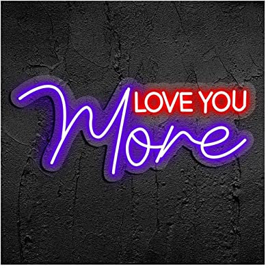 LED Light Board Signs Love You More Neon Sign Led Neon Light for Wall Decorations Dimmable Wedding Gifts Bar Club Rave Apartment Birthday Party (Purple 50x22.5cm 19x9in)
