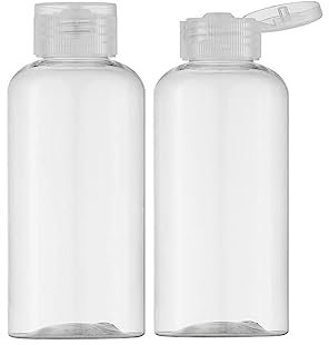 Reiseflaschen zum Befüllen 2 Stück Leere Plastikflaschen mit Flip Cap Transparente Spender Abfüllflaschen aus Kunststoff für Shampoo Duschgel Lotion Conditioner Toilettenartikel (400ml)