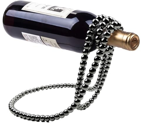 TAOLE Metal Wine Rack Pearl Necklace, Iron Floating Wine Bottle Holder Pearl Chain Wine Bottle Rack Holder, Holds Bottles In The Air Home Valentine's Day Decoration