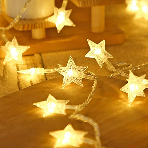 FLAVAS Fairy Lights for Bedroom, Waterproof Battery Operated Star String Lights | 20 LED Star String Lights 10ft Plug-in Fairy Lights for Indoor Outdoor