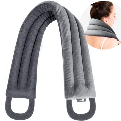 AiricePac Microwave Heating pad for Neck and Shoulders Back 33 * 5.9 microwavable Large Moist Heat Pack Warm hot Compress Neck wrap Weighted Bag Massage Reusable Herbal Nature Calming Portable Grey