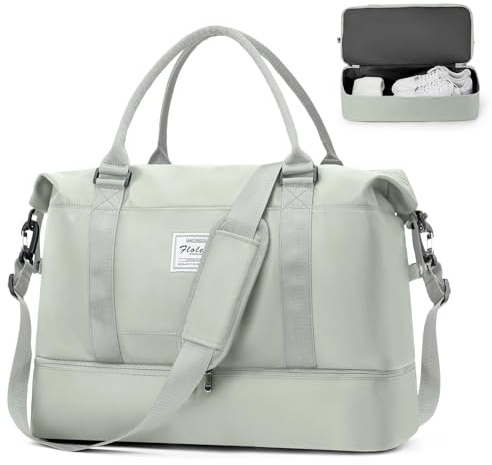 HYC00 Cabin Bag 45x36x20 for Easyjet Airlines Underseat Ryanair Cabin Bags 40x20x25 Travel Duffel Bags Carry on Hand Luggage Weekend Bag for Women and Men Hospital Overnight Holdall,White Green