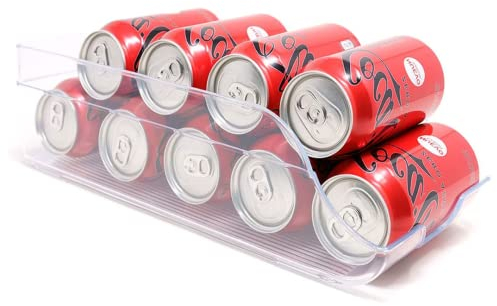 KROWN - Organizador Transparente para Latas de Bebidas en la Nevera, Práctico Dispensador de Plástico Fabricado en España para Mantener tus Refrescos en Orden en la Cocina o Despensa (1, Portalatas)
