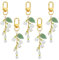 DELORIGIN 4pcs Maiglöckchen Schlüsselanhänger, Glas Charm Schlüsselanhänger mit Swivel Clasps Blume Tasche Handtasche Charms für Autoschlüssel Tasche Schlüsselanhänger Kamera