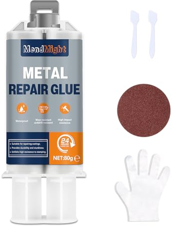 Colla per riparazioni metalliche 80g, Colla Bicomponente per Metalli, acciaio inossidabile, alluminio, bricolage e tubi metallici, Aluminum Alloy, Metal Tube