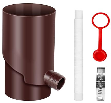 Regenwassersammler,Fallrohr Regensammler für Fallrohre,Downspout Diverter mit Schlauch und Edelstahl Schlauchschelle,Regenumleitung Ablauf Verbinder Dichtungsstopf für Dachrinnen (Braun)