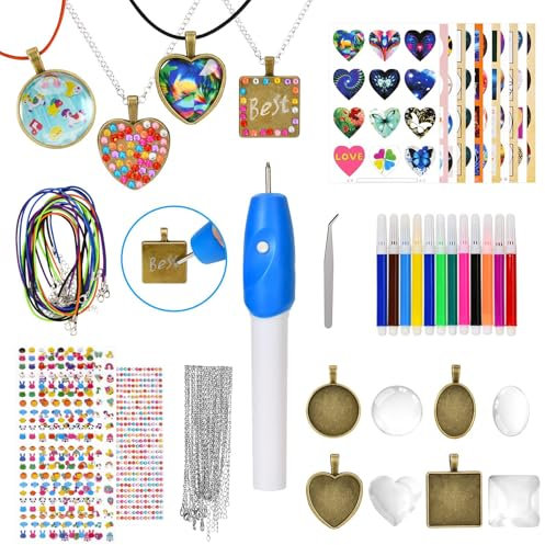 johgee Bastelset Kinder Basteln Kinder Schmuck Selber Machen Set, Geschenke für Mädchen, Basteln Armbänder Anhänger Halsketten für Mädchen Geschenke 5-13 Jahre