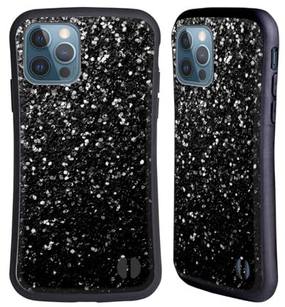Head Case Designs Offizielle PLdesign Schwarz Funkelnde Drucke Hybride Handyhülle Hülle Huelle kompatibel mit Apple iPhone 12 / iPhone 12 Pro
