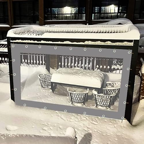 Transparente Seitenteile für Terrassen, Veranden, Räume und Pavillons, wasserdicht und wetterbeständig, Grau, 2,3 x 2,2 m