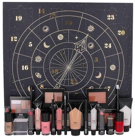 MY ESSENTIALS - Calendrier de l’Avent 2025 Beauté Femme - Coffret Cadeau 24 Produits 100% Maquillage Full Size - Teint, Yeux, Lèvres, Ongles - Countdown to Midnight