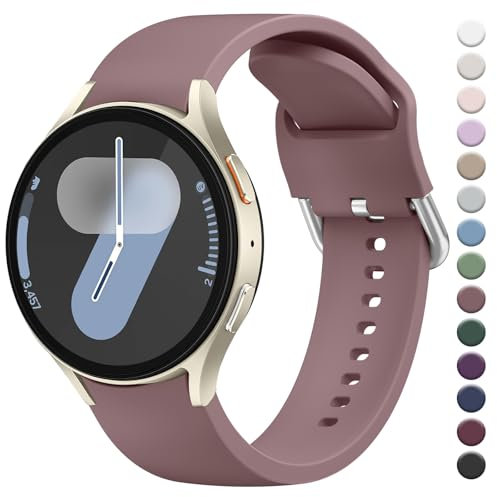 Straps Compatible with Samsung Galaxy Watch 7/6/5/4 Strap 40mm 44mm,20mm Adjustable Original Style Silicone Sport Replacement for Samsung Galaxy Watch 7/6/5/4 Women Men (Smoke Purple)