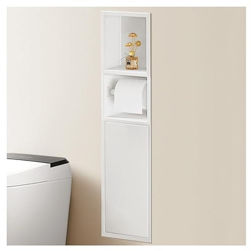 XJXZCFNB Niche de Douche sans carrelage, Niche Murale encastrée en Acier Inoxydable avec Poubelle, étagère de Rangement étanche à Deux Niveaux pour Le Rangement de la Salle de Bain (Blanc, 80 x 18 x