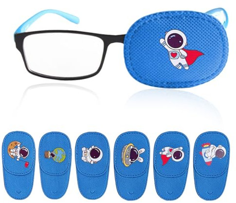WUSJCOF 6 pièces Médical pour Amblyopie et Strabisme, Orthoptique pour Couvre Lunettes, Réutilisable Enfants, Papillocache-œil, Correction de l'Œil Paresseux,Couvrir l'œil gauche