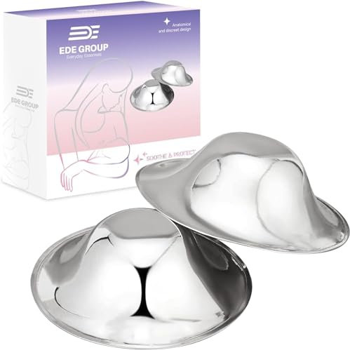 EDE Group Silver Nipple Shields for Breastfeeding - Nickel Free Silver Cups for Breastfeeding, Breast Shields for Nursing Newborn