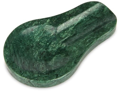 Marble Spoon Rest for Kitchen Stove Countertop, Marble Utensil Holder, Perfect for Spatula, Ladle, Fork (Blackish Green)