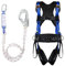 WingFly Fallschutz Auffanggurt, Absturzsicherung Sicherheitsgurt Set, Upgrade 5 Punkt Vollkörper Auffanggeschirr, mit 2 Haken, Fallschutz Sicherheitsseil mit Puffer und Verstellbarem D-Ring (D)