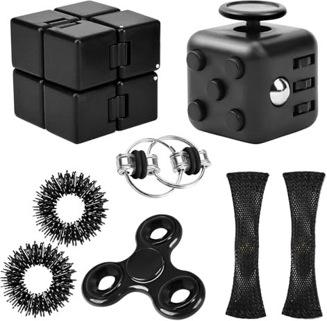Fidget-Spinner-Set für Erwachsene,8 Stück Fidget Toy Cube Anti, Fidget Toys Set Anti,Finger Massageringe,Stressabbau-Schreibtisch-Gadget fürs Büro
