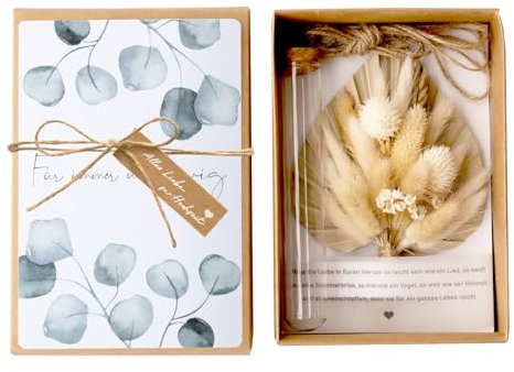 Geldgeschenk Hochzeit, Hochzeitsgeschenke für Brautpaar, Besondere Geschenk zur Hochzeit, Trockenblumen + Reagenzglas Geschenkbox Verpackung Hochzeitsgeschenke ideen Geld