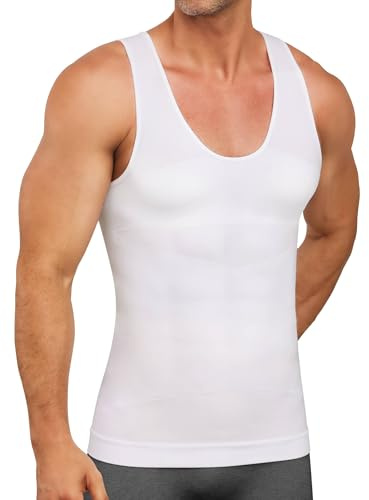 SLIMBELLE Men Compression Vest Tummy Control Shapewear Body Shaper Tank Top | T shirts to hide belly fat men, stomach flattener Compresion shirt
