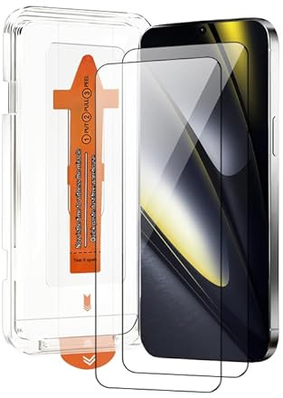 chejuza Cristal templado para Xiaomi Poco F6 5 g [2 unidades], instalación rápida, cobertura completa, sin burbujas, dureza 9H vidrio, alta definición protección película protectora