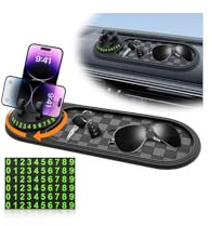 3 In 1 Multifunction Car Anti Slip Mat, Antirutschmatte Auto Armaturenbrett Silikon, Auto Anti Rutsch Pad Universal 360° Drehbar Handyhalterung Auto für Autodekorationen Brillen Schlüssel Sonnenbrille