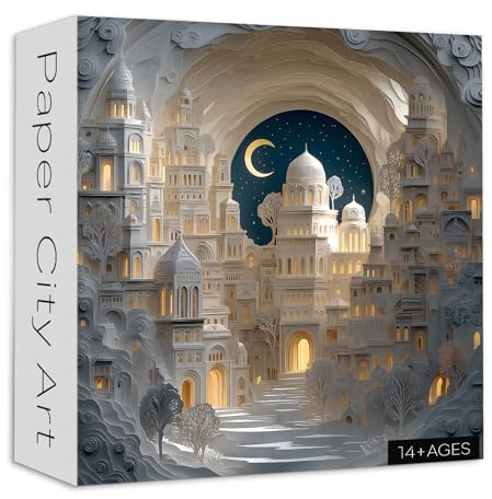 City Art Paper 1000 Piece Puzzle for Adults, Larkipuzz White Castle Jigsaw Puzzle, Impossible Difficult Puzzles for Wall Art