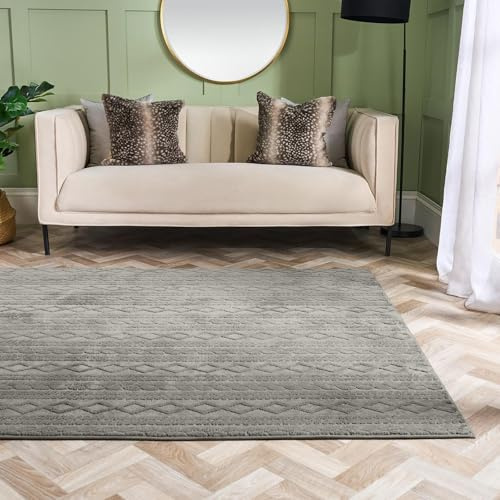 OHS Grey Rugs for Living Room, Jacquard Cable Knit Area Rugs for Bedroom Home Decorative Modern Soft Fluffy Small Rug Anti Slip Low Pile Floor Carpet Non Shedding, 80 x 150cm