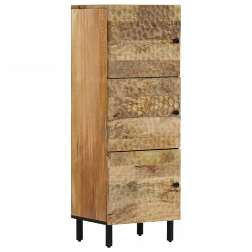 Teenpull Highboard 40x33x110 cm Massivholz Mango, Natur Finish, mit Tür, Stauraum, für Wohnzimmer, Esszimmer, Flur, Robustes Sideboard Buffet Cabinet