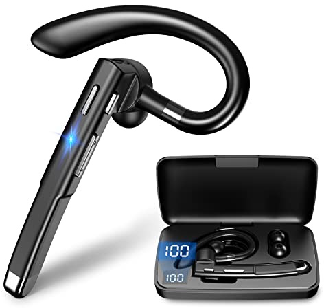 Boytond Single Wireless Bluetooth 6.1 Headset - Wireless Bluetooth Earpiece with Charging Case,120H Playback, Dualable Hands-Free Headphones with Built-in Mic (Deep Black)