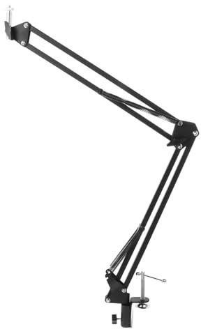 CAXUSD Support de Webcam Métallique Pince de Bureau, Bras Articulé Réglable 1/4 pour Fixation Caméra, Angle et Hauteur Ajustables, Utilisation Polyvalente pour Streaming