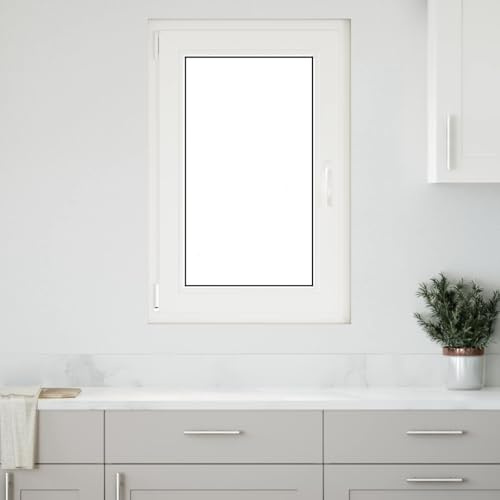 Runheo Ventana de sótano RISOR 60 x 90 cm PVC y cristal blanco, inclinable y giratoria con protección térmica, aislamiento acústico y junta, ideal para sótano, montaje incluido, marco de plástico