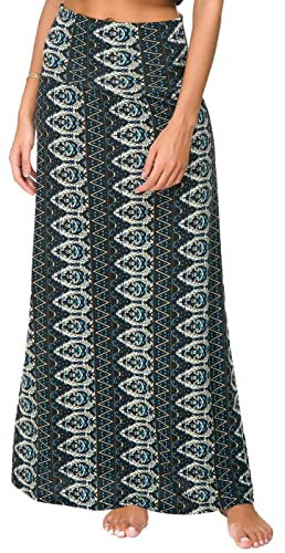 Damen Sommer Hohe Taille Boho Yoga Maxi Rock Elastisch Pull On Lang Röcke(M, 2)