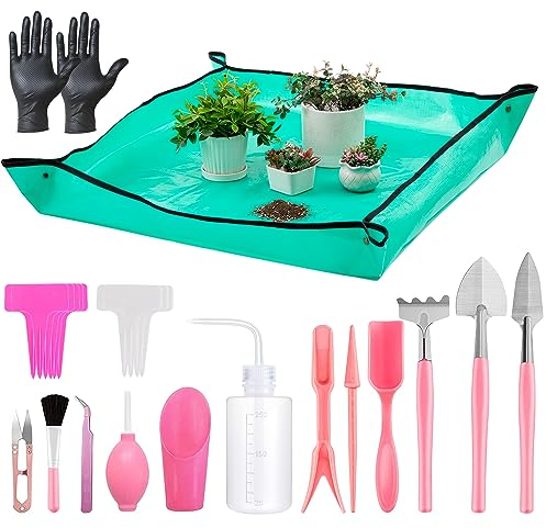Puppy's Mom, 12 Stück Mini-Garten Hand Transplanting Sukkulenten Werkzeuge Miniatur Pflanzen, Set für Indoor Fairy Care, Topfen, Kaktus, Hauspflanze, Bonsai-Werkzeuge, Bonsai Kit One Size Rose