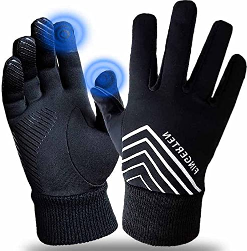 FINGER TEN Winterhandschuhe Herren Touchscreen Fahrrad Laufhandscuhe, Winter Handschuhe Warm Motorrad Fitness Training, Sporthandschuhe Unisex Ski Radfahren rutschfeste Thermohandschuhe (Schwarz, L)