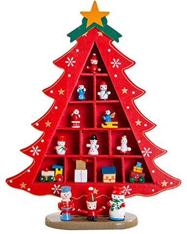 Toyvian 1Pc Albero di Natale Vetrina Ornamenti in Legno Decorazione del Desktop per Soggiorno Camera da Letto Decorativa
