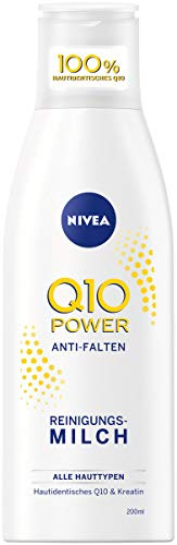 NIVEA Q10 Power Anti-Falten + Effektive Reinigung Reinigungsmilch für jünger aussehende Haut, (200 ml)