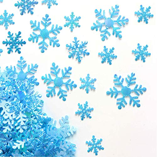 3 Größen Schneeflocken Konfetti Dekorationen Weihnachten Schneeflocke für Weihnachten Hochzeit Geburtstag Urlaub Party Tischdekorationen Supplies blau mit irisierendem Finish (800 Stück)