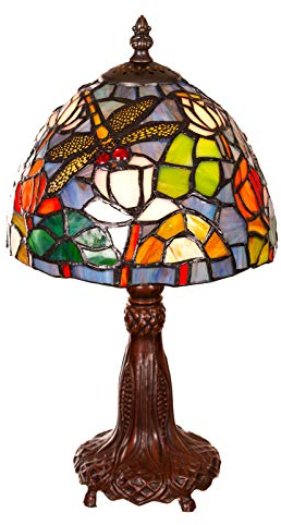 Lampe im Tiffany-Stil 8 Zoll Libelle, edel, Rose Dekorationslampe, Tiffany Stil, Glaslampe, Leuchte,Tischlampe, Tischleuchte (Tiff 146)