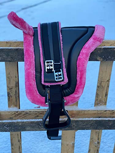 Equipride Bareback Reitunterlage Ponysattel mit Steigbügel und Gurt, eisrosa (voll)