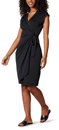 Amazon Essentials Women's Classic Cap Sleeve Wrap Dress (Available in Plus Sizes), Black, XS