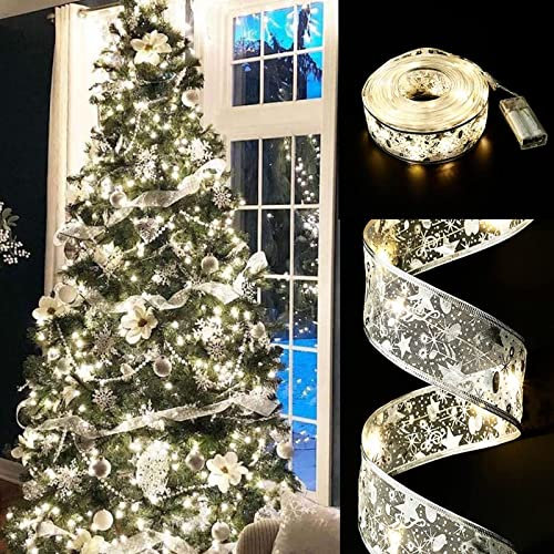 Runmeihe Guirlande lumineuse pour sapin de Noël, 16 ft/5 m, pour décoration de sapin de Noël, pour Nouvel An, fête, pavillon de mariage, décoration de sapin de Noël, décoration extérieure (argent)