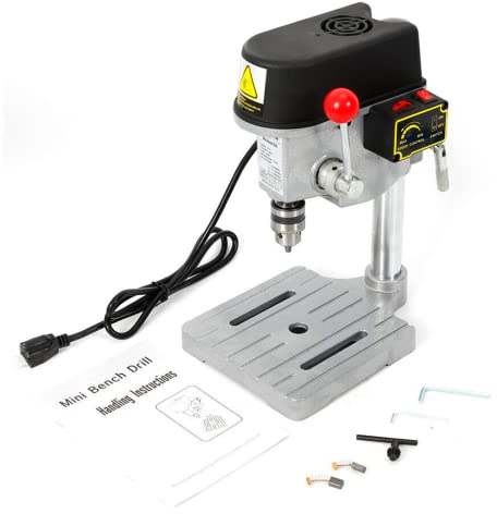 Standbohrmaschine Säulenbohrmaschine 340 Watt Mini Tischbohrmaschine Drehzahlregelung 0-16000rpm Bohrfutter 1-10mm Bohrtisch