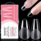 YSUVIN Nageltips 240 Stück Fake Nails Transparent, 12 Größen Kurzer Ballerina und Kurze Almond, Künstlich Nagelspitzen Nails Tips für Nageltechniker, Anfänger, Maniküre Salons