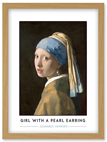 Wee Blue Coo Johannes Vermeer Girl With A Pearl Earring Painting Artwork Framed Wall Art Print A4