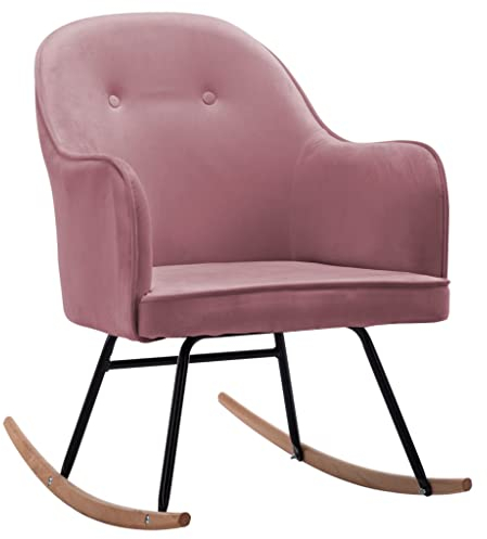 Bussandri Exclusive - Schaukelstuhl Rosa Samt