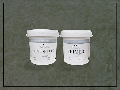 Impera Italia Tintoretto - Matt, Venetian Plaster Effect, Wall Paint Bundle. Includes 2kg of Paint and 1L of Primer - Covers 6-8SQM - In Colour BORMIDA.