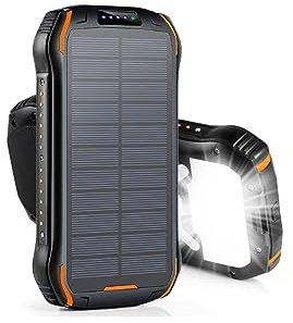 ERBILON Vielseitige 26800mAh Smart Solar Powerbank: Wasserdichtes Solarladegerät mit USB-C, 2 Eingängen und 3 Ausgängen – Perfekter externer Akku für Smartphones, Handys und Tablets