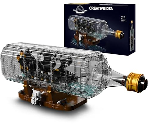 barweer Piratenschiff Technik Klemmbausteine,Black Pearl Bottle Brick Schiff Segelschiff Bausteine,Modular Buildings Geschenke für Erwachsene, Mould 10065 Modell (2206 Teile)